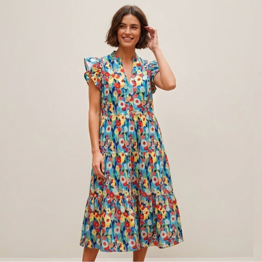 Floral Ruffle Sleeve Dress